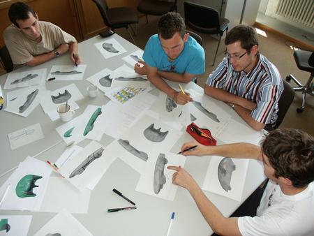 A brainstorming session with Stefano, Nicolas, Dominik and Pius (July 2004)